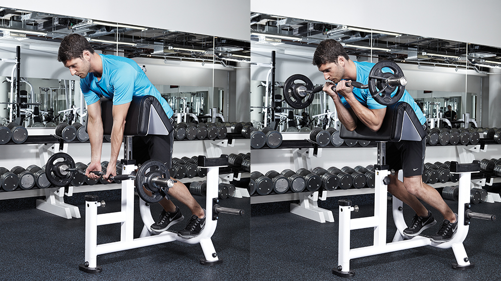 Barbell Spider Curls 