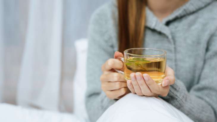 drinking green tea