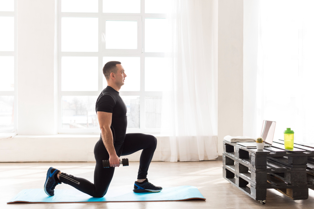 A Man Doing Lunges