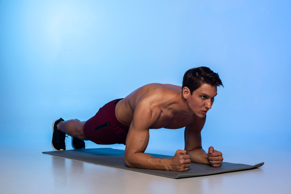 A Man Doing Forearm Planks
