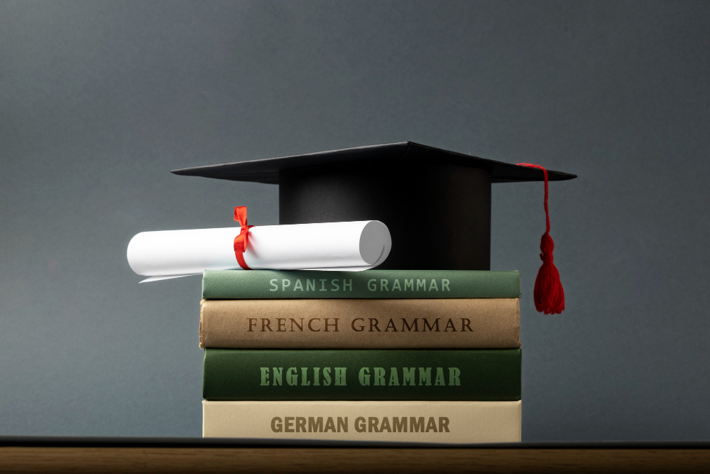 A Stack Of Books About Grammar