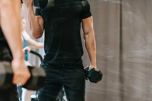 A Man Doing Bicep Curls