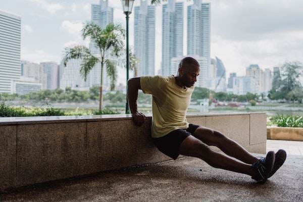 A Man Doing Tricep Dips