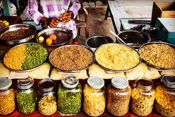 Jars And Plates Of Legumes And Beans