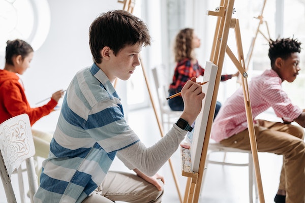 A Kid Attending His Art Class