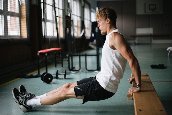 A Man Doing Tricep Dips