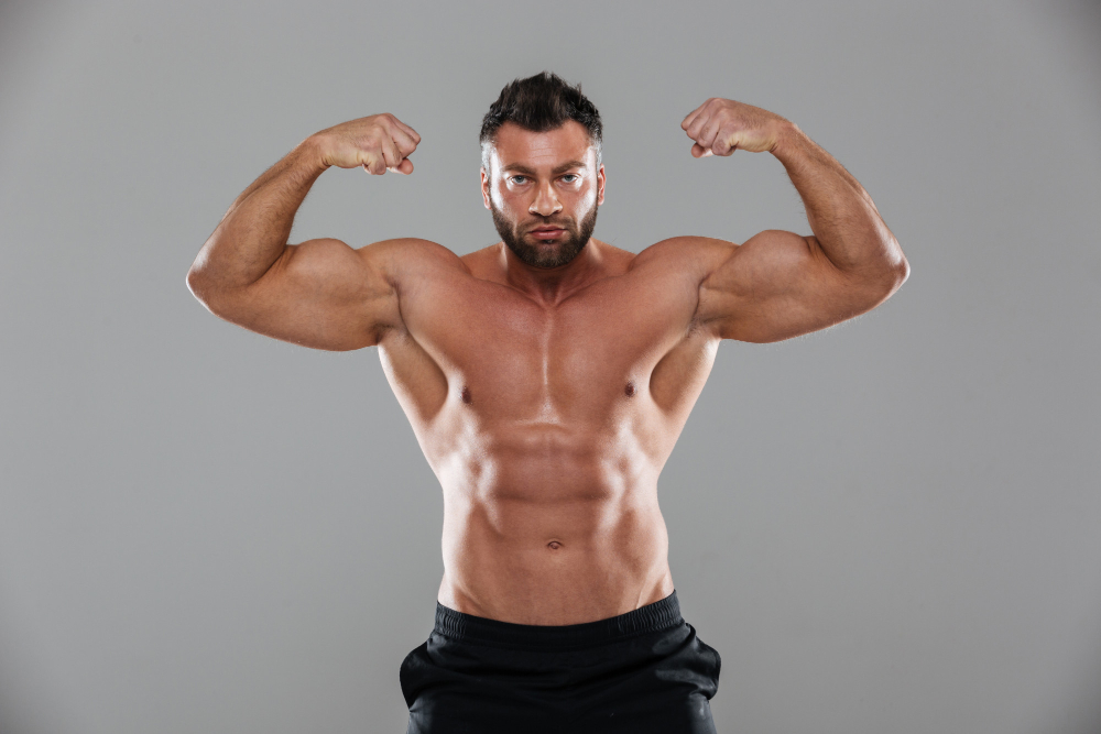 A Man Flexing His Muscles