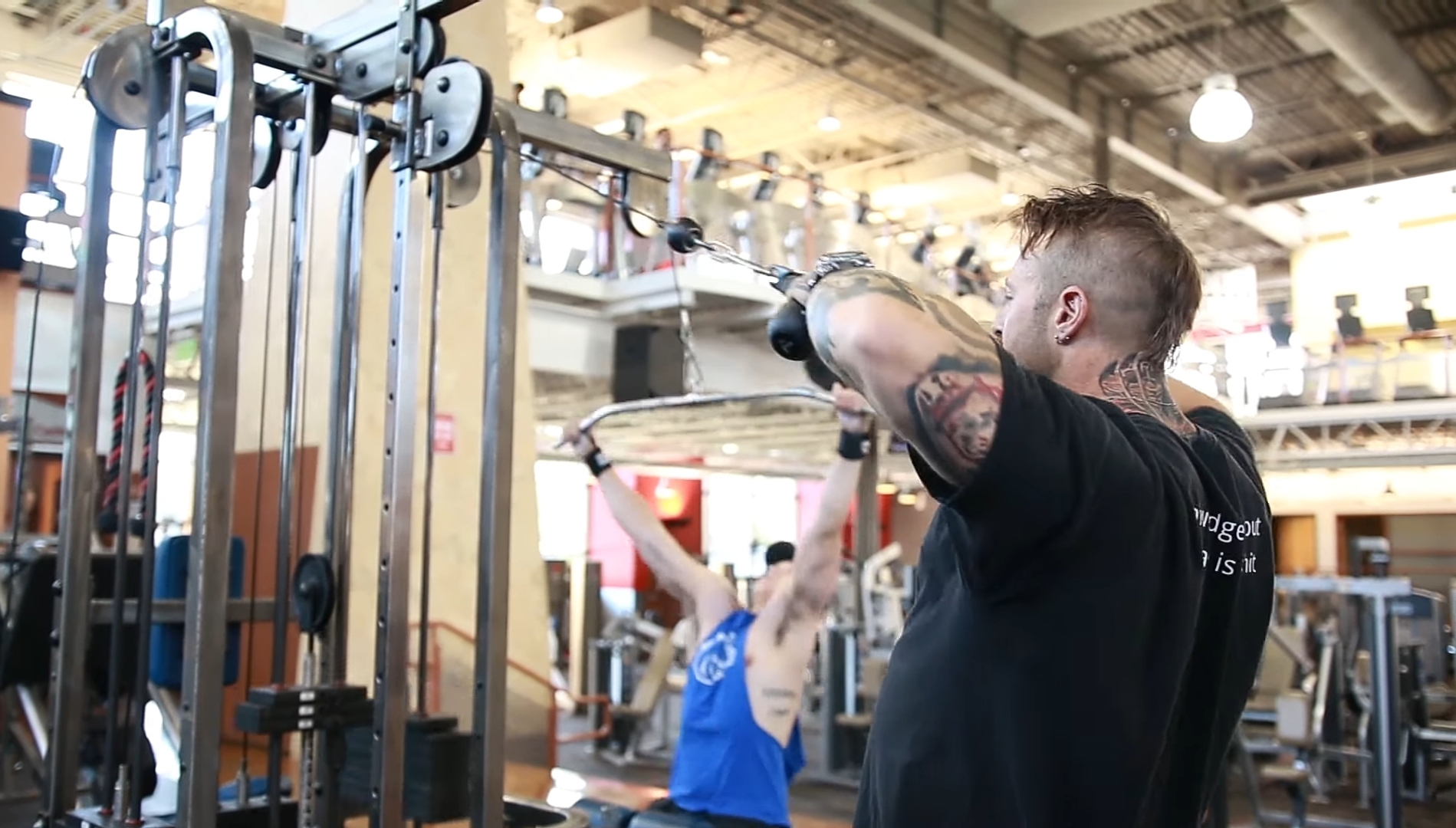 A Man Doing Face Pulls