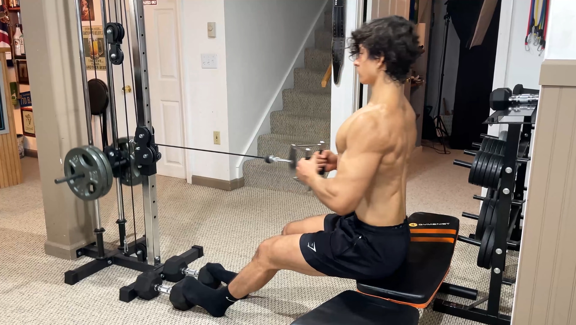 A Man Doing Seated Cable Rows 