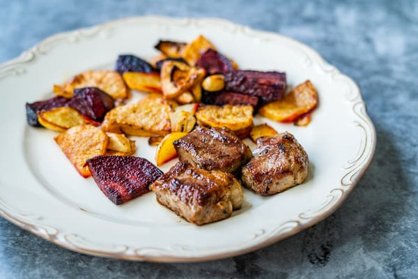 Carnivorous meal: Grilled steak and beets