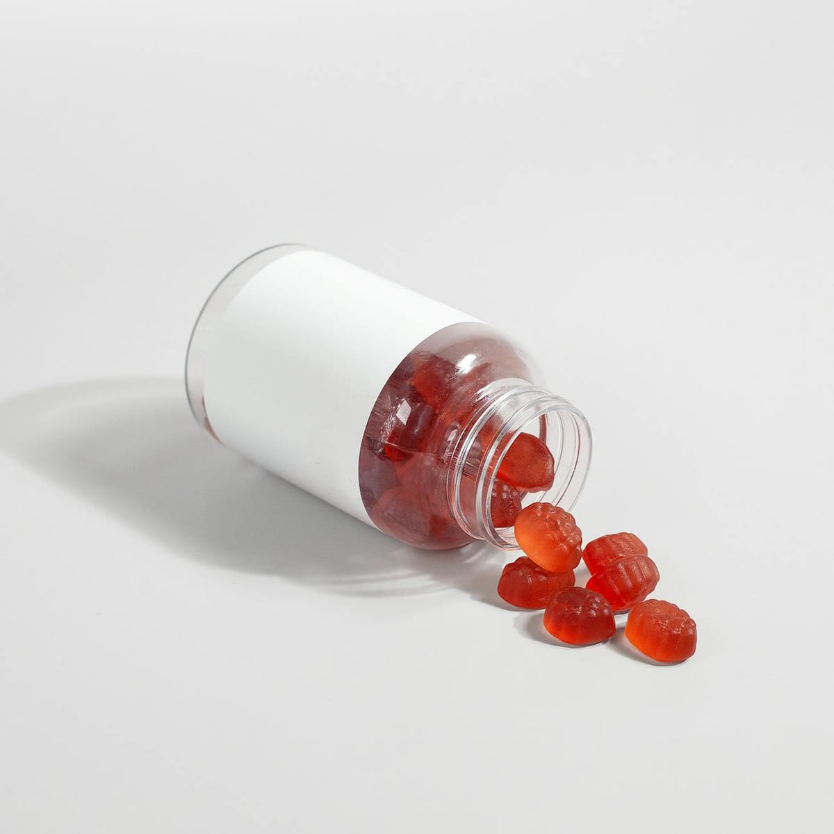 gummies vitamin supplement on plastic bottle container