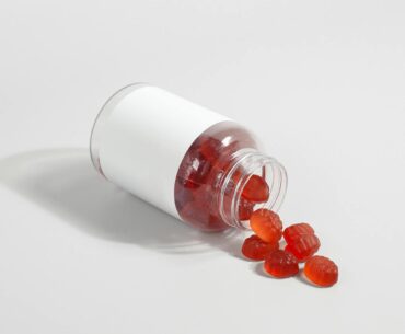 gummies vitamin supplement on plastic bottle container
